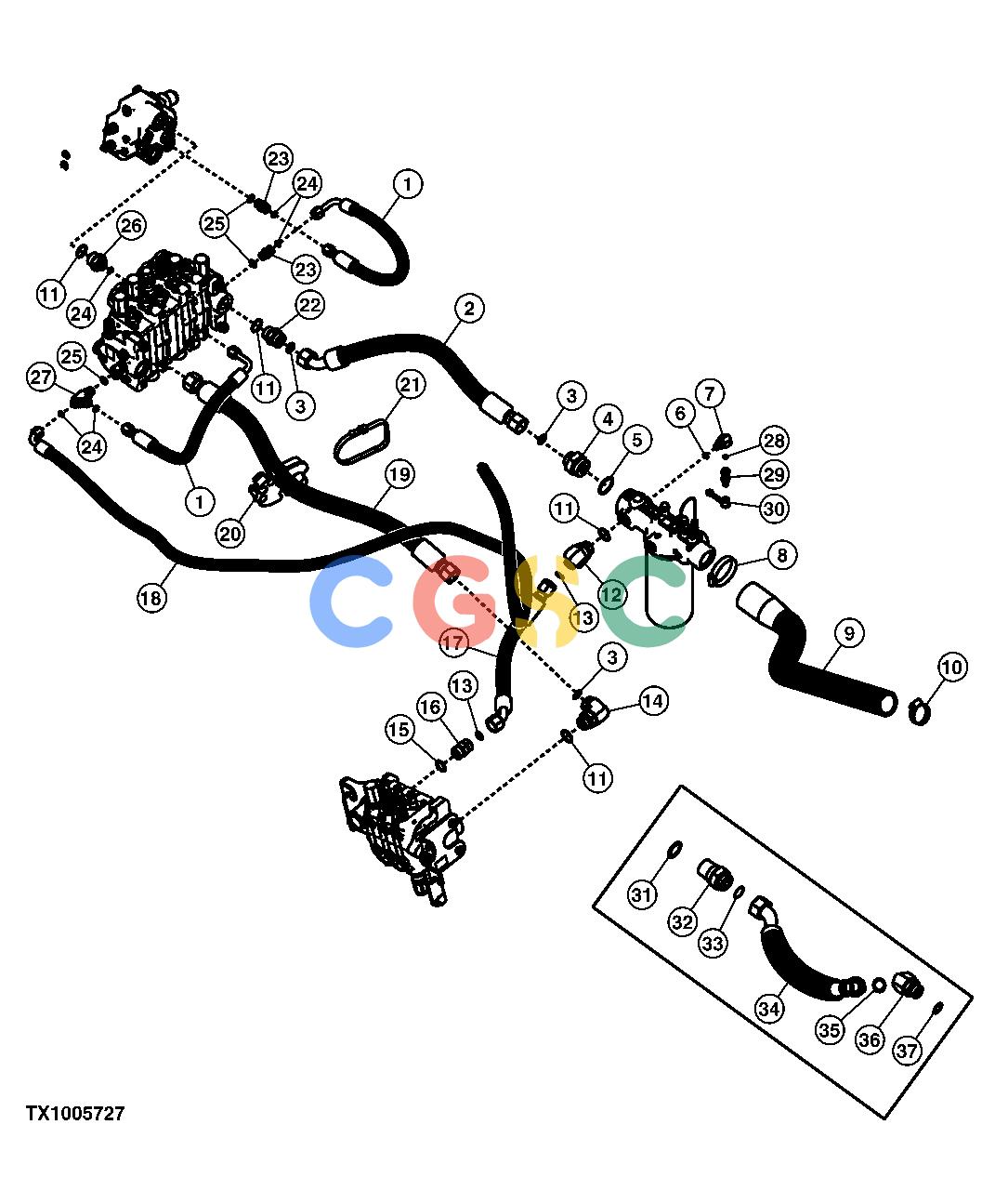 约翰迪尔零件查询410G - BACKHOE, LOADER Main Hydraulic System ( - 913479)EPC John Deere online