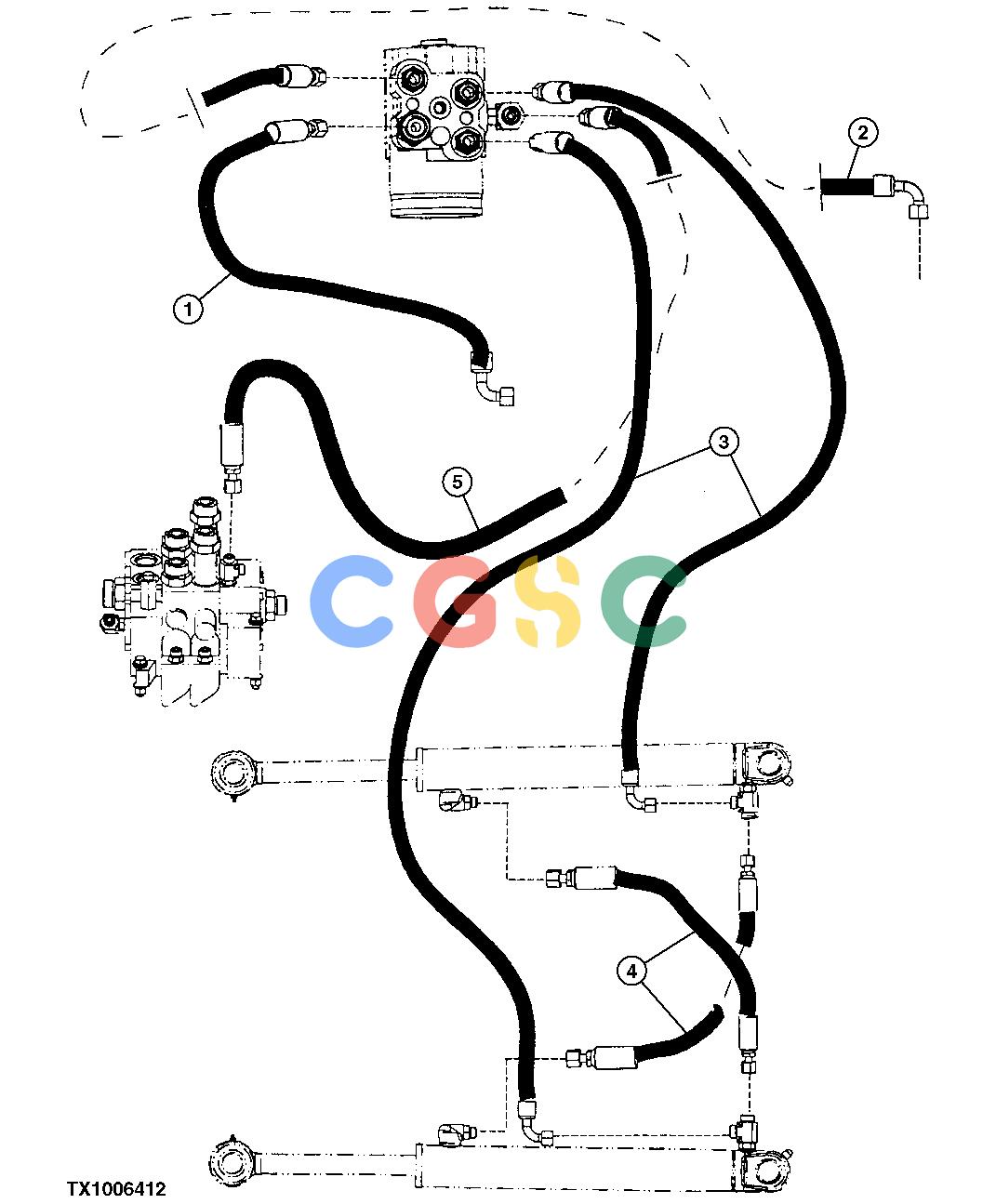 约翰迪尔零件查询RE160302 - AXLE STEERING CYLINDER HYDRAULIC HOSES (SN -619319)EPC John Deere online