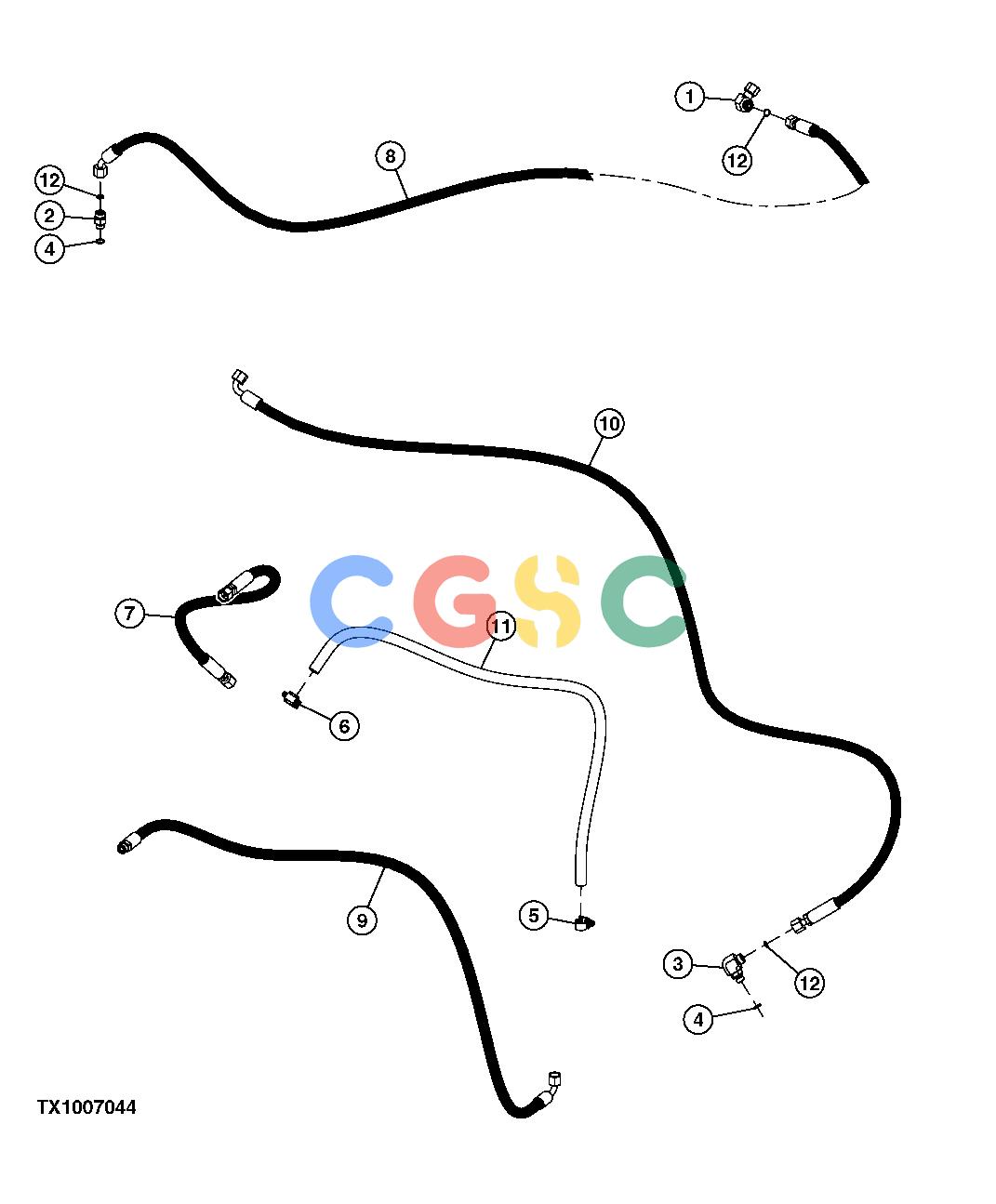 约翰迪尔零件查询RE160302 - AXLE BRAKE VALVE HYDRAULIC HOSES (SN. -590067)EPC John Deere online