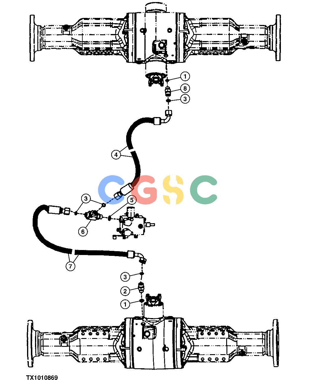 约翰迪尔零件查询RE160302 - AXLE DIFFERENTIAL LOCK LINES (FRONT AND REAR) (S.N. -611218)EPC John Deere online