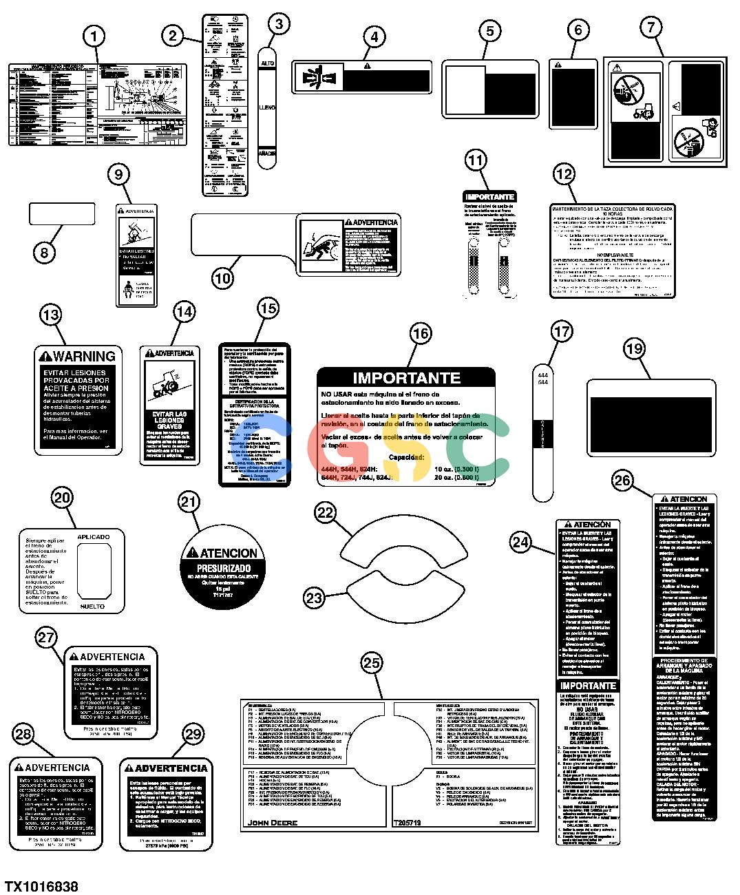 约翰迪尔零件查询RE160302 - AXLE DECALS AND LABELS (SPANISH) (S.N. 611219-)EPC John Deere online