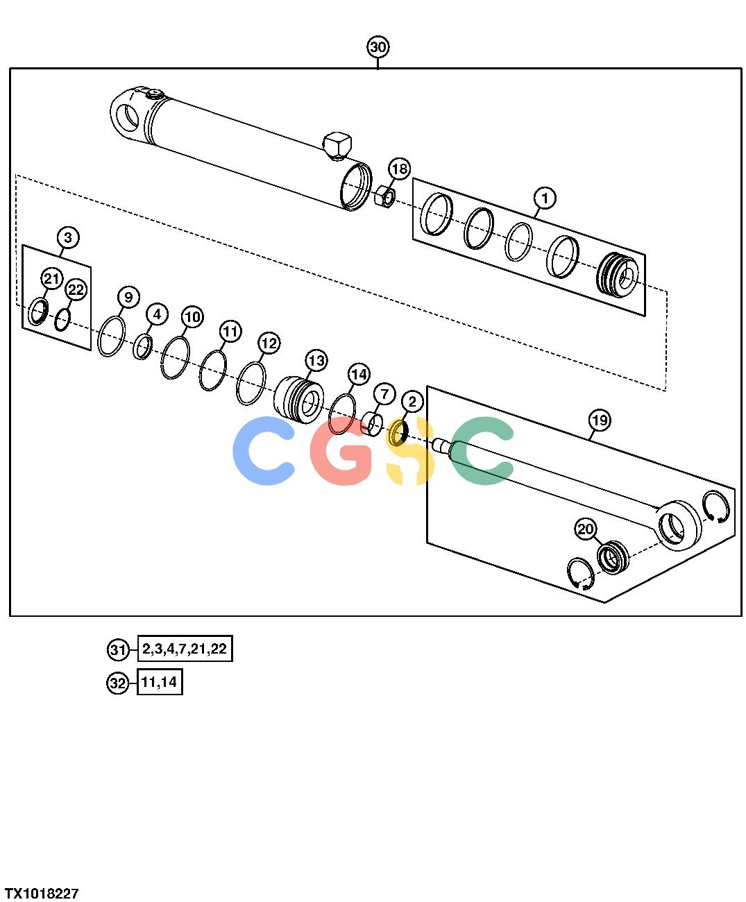 约翰迪尔零件查询1200 - AXLE BLADE CYLINDER 90X45-416,724EPC John Deere online