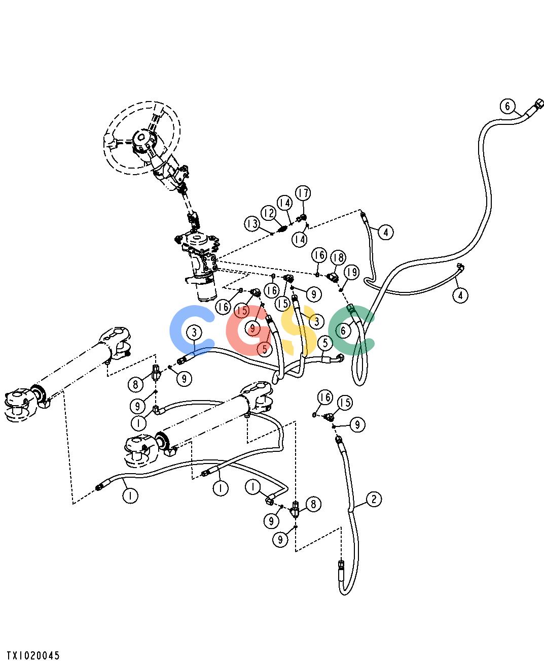 约翰迪尔零件查询1400 - AXLE STEERING VALVE TO CYLINDER HYDRAULIC HOSES AND PRIORITY VALVE (DUAL STEERING OPTION)EPC John Deere online
