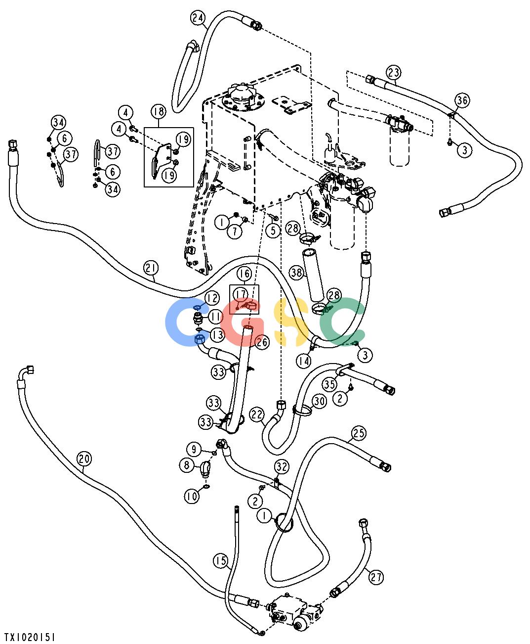 约翰迪尔零件查询1400 - AXLE MAIN HYDRAULIC LINES (748H) (SN -615174)EPC John Deere online