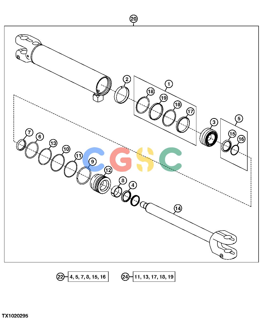 约翰迪尔零件查询1400 - AXLE Steering Cylinder Components, LargeEPC John Deere online