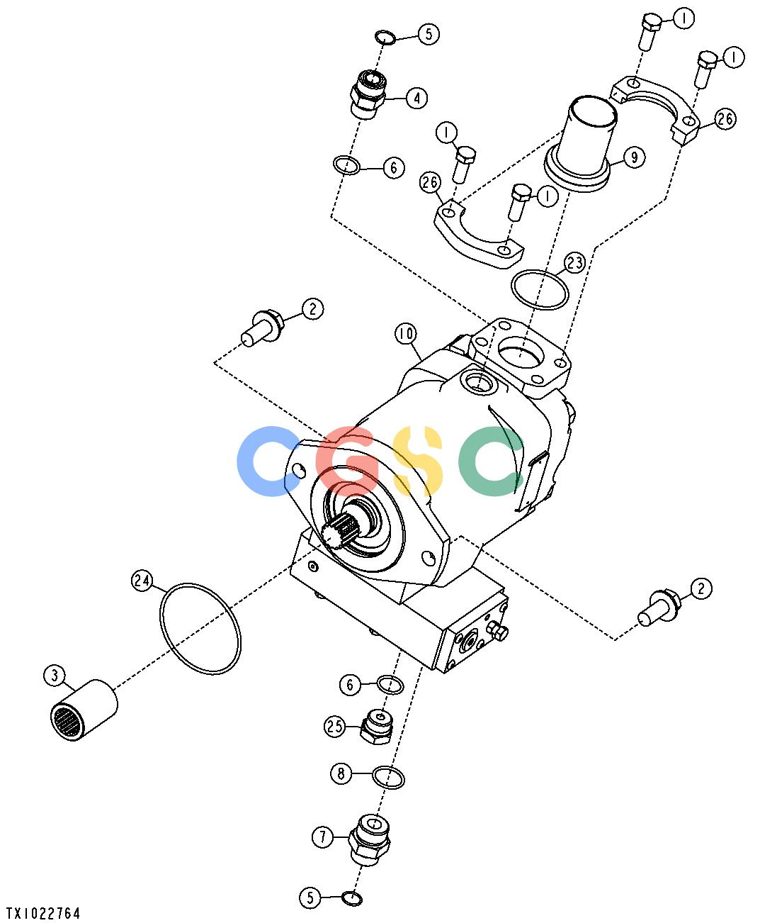 约翰迪尔零件查询1400 - AXLE HYDRAULIC PUMP AND FITTINGS (38GPM) (DIRECT DRIVE)EPC John Deere online