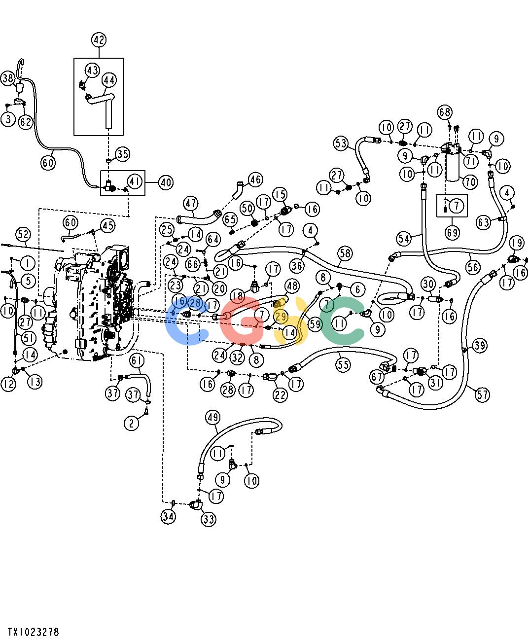 约翰迪尔零件查询1400 - AXLE TRANSMISSION OIL LINES AND FILTER (848H) (CONTINUED)EPC John Deere online