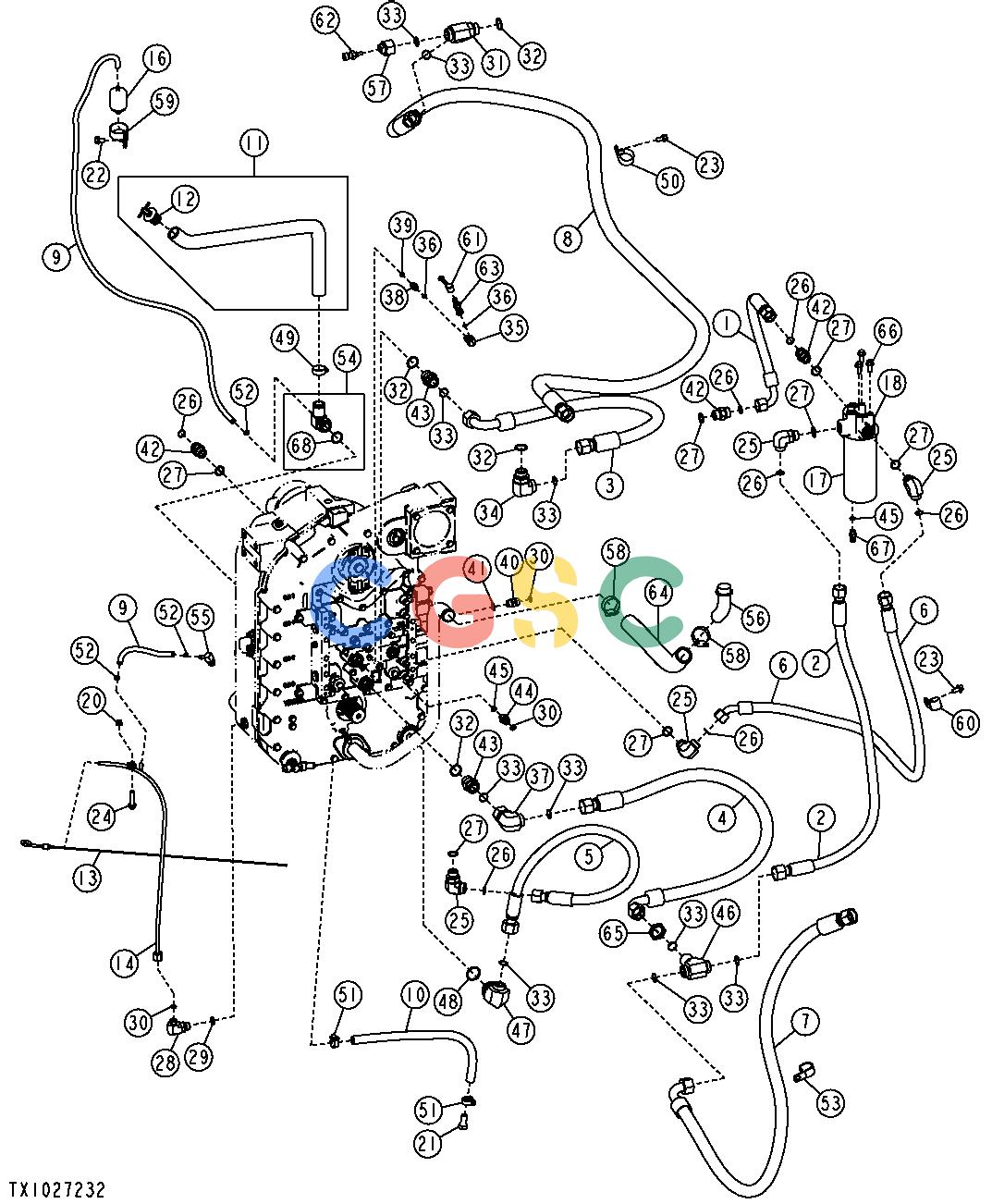 约翰迪尔零件查询1200 - AXLE TRANSMISSION OIL LINES AND FILTER (TORQUE CONVERTER) (SN -622374)EPC John Deere online
