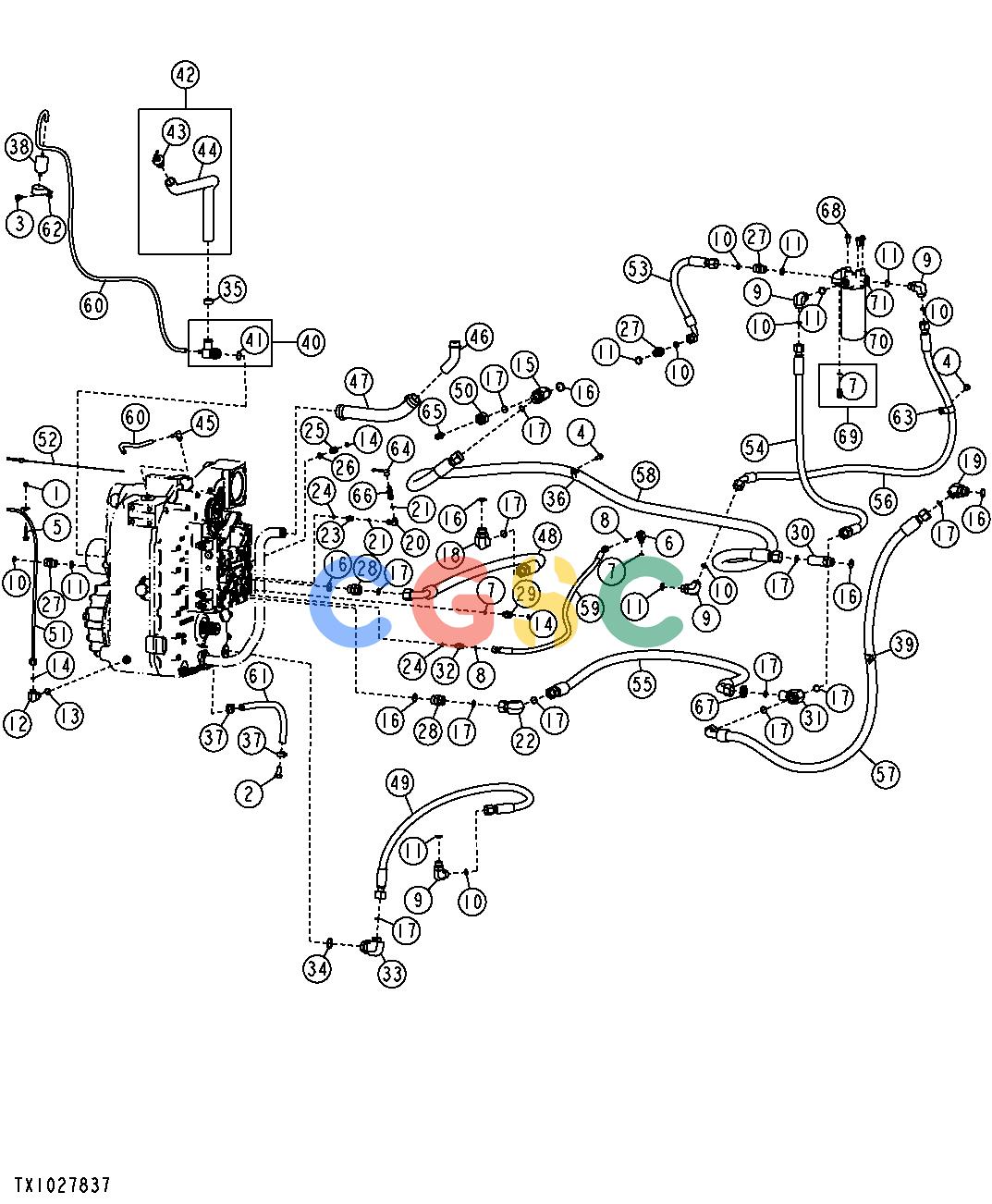 约翰迪尔零件查询1400 - AXLE TRANSMISSION OIL LINES AND FILTER (848H)EPC John Deere online