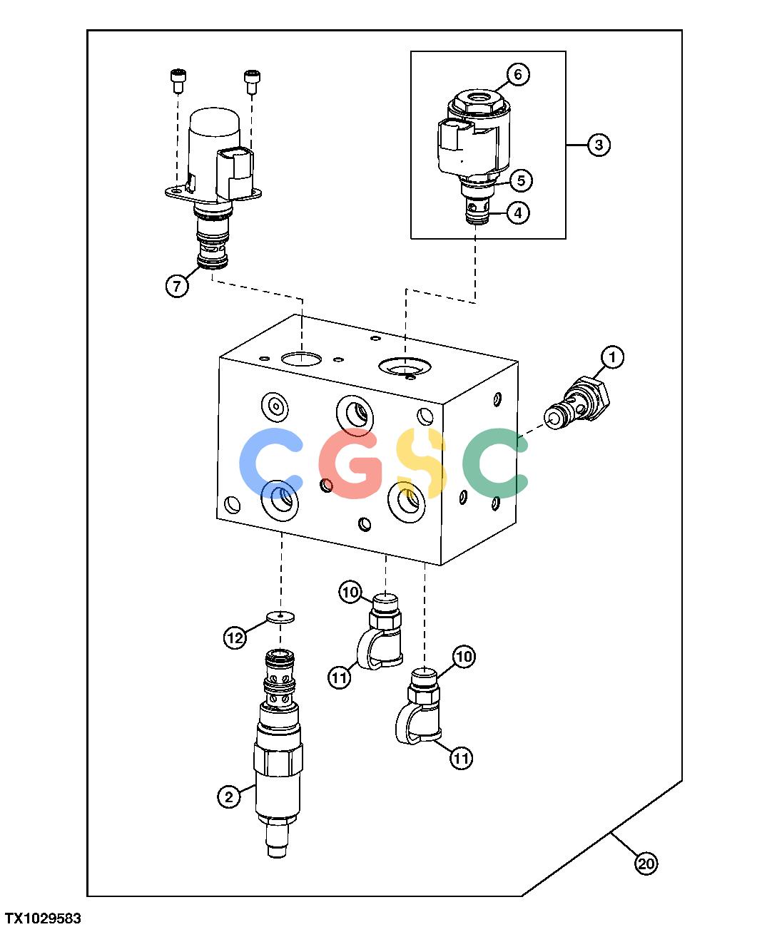 约翰迪尔零件查询RE160302 - AXLE PRESSURE REGULATOR VALVE COMPONENTS (SN 611219- )EPC John Deere online