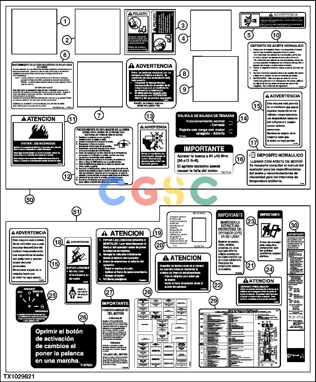 约翰迪尔零件查询1400 - AXLE LABELS AND DECALS (SPANISH)EPC John Deere online