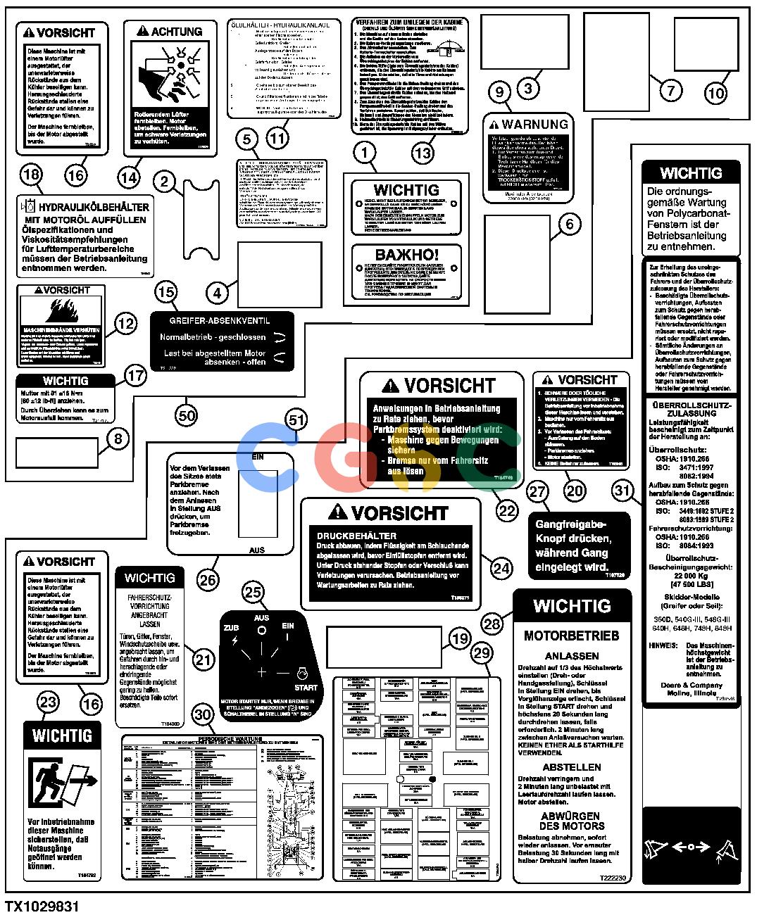 约翰迪尔零件查询1400 - AXLE LABELS AND DECALS (GERMAN)EPC John Deere online