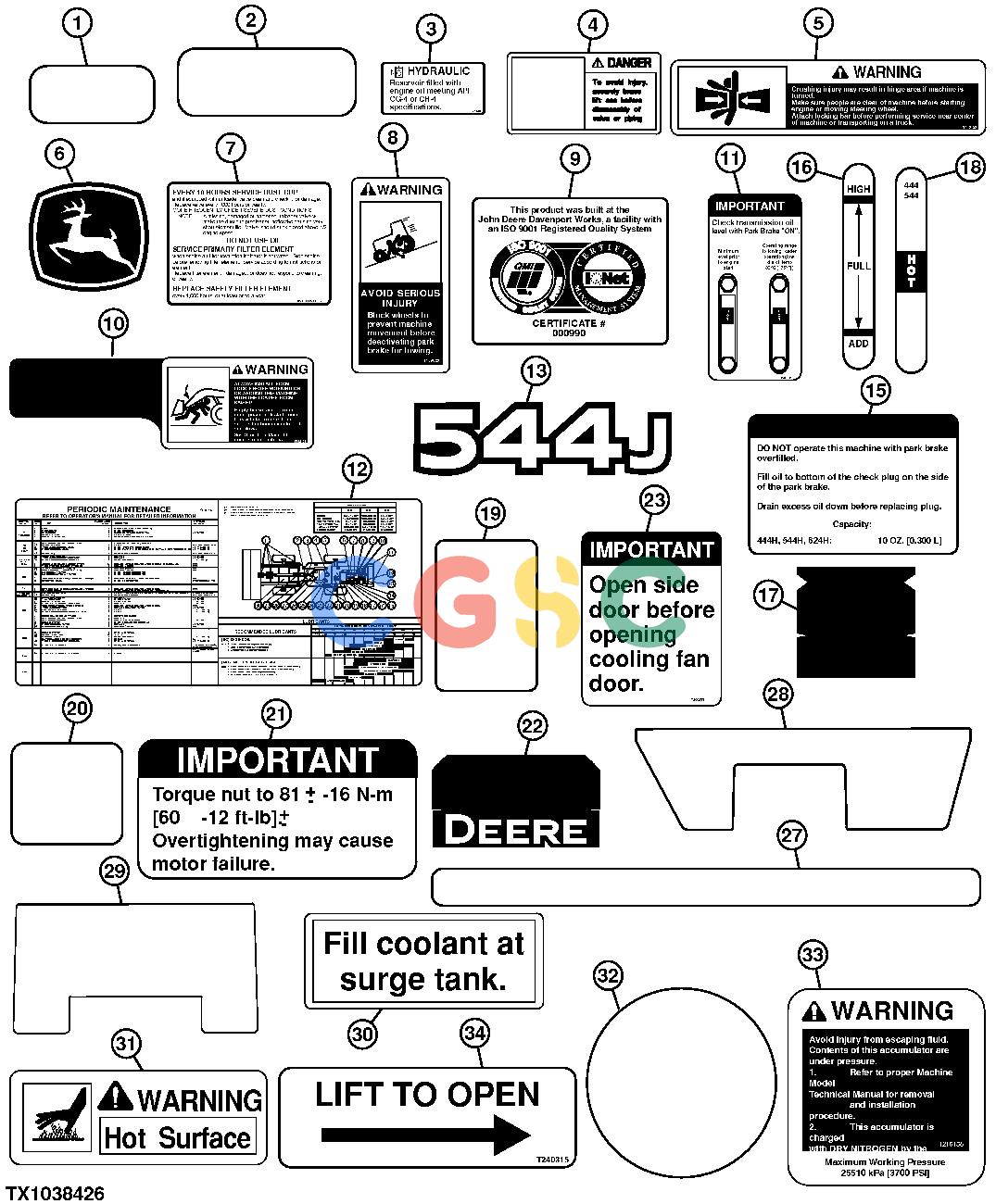 约翰迪尔零件查询YZ18992 - AXLE Decals and LabelsEPC John Deere online