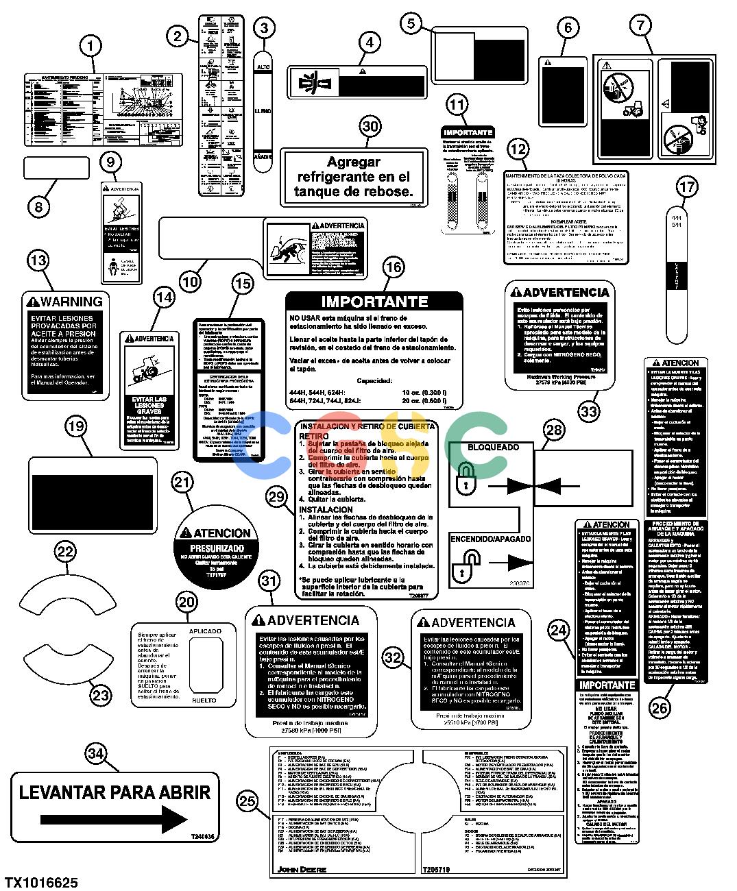 约翰迪尔零件查询YZ18992 - AXLE Spanish Decals and LabelsEPC John Deere online