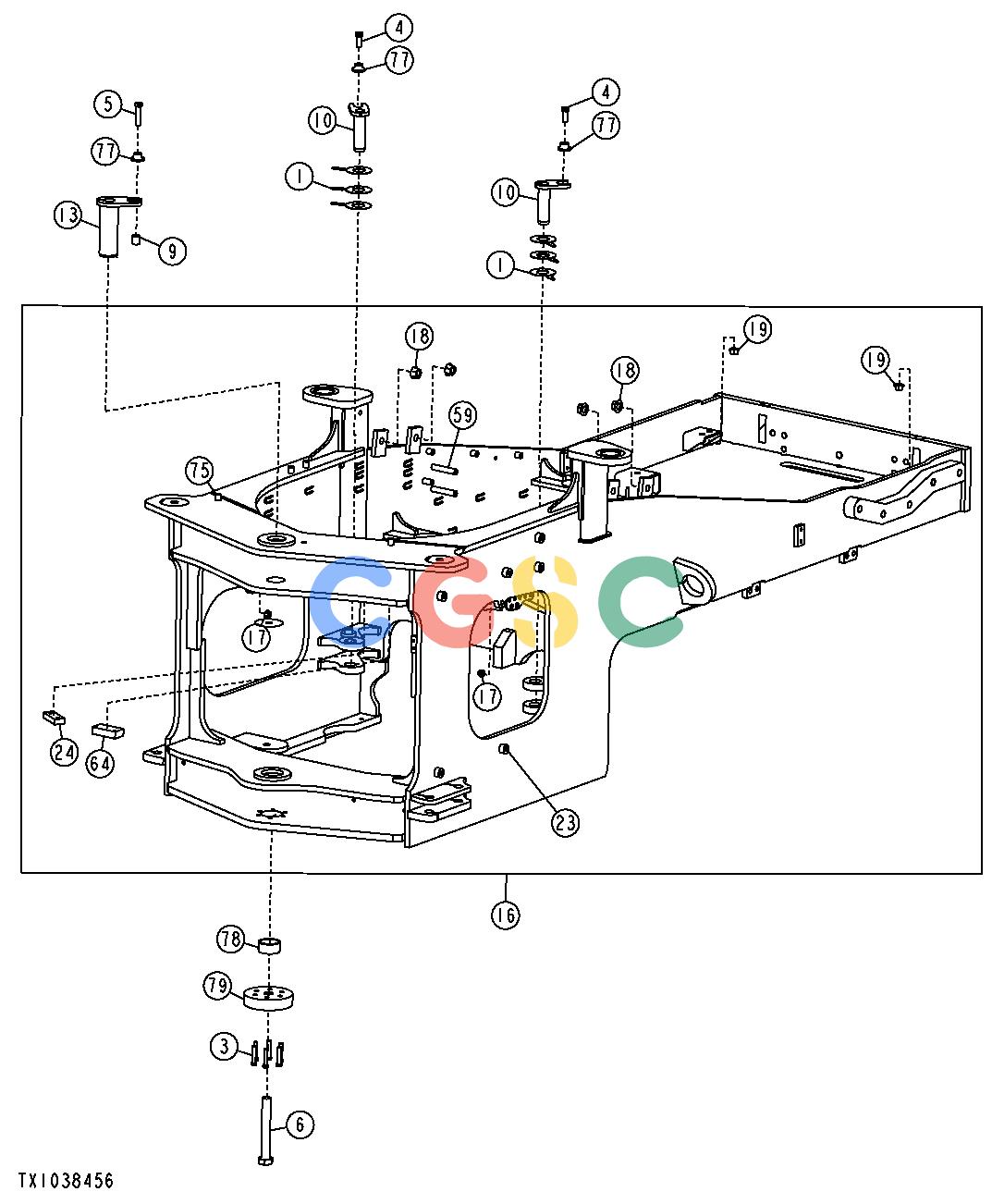 约翰迪尔零件查询624J - LOADER, FOUR-WHEEL DRIVE Engine FrameEPC John Deere online