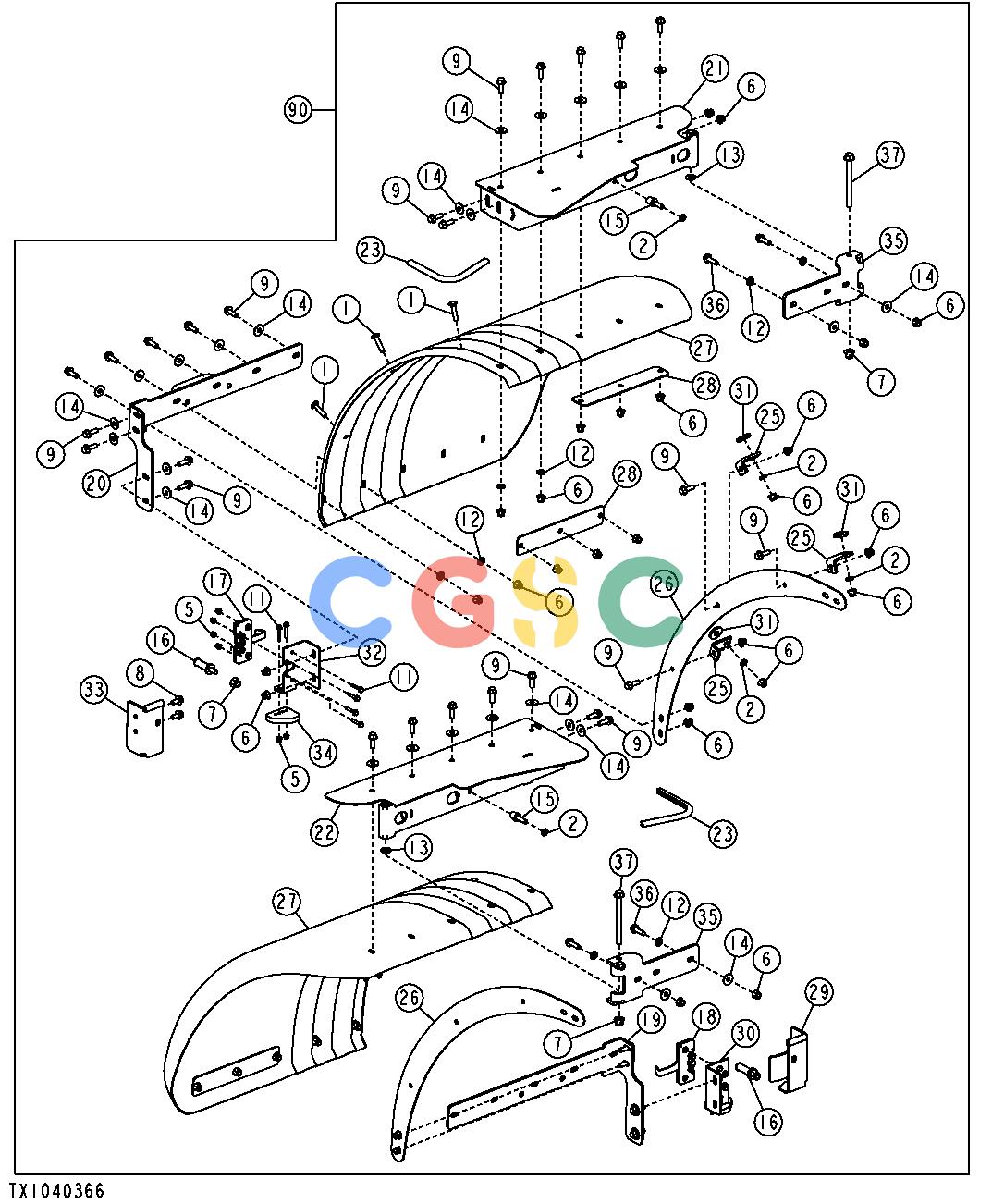 约翰迪尔零件查询RE160302 - AXLE FULL COVERAGE REAR FENDERS (W/LATCH)EPC John Deere online