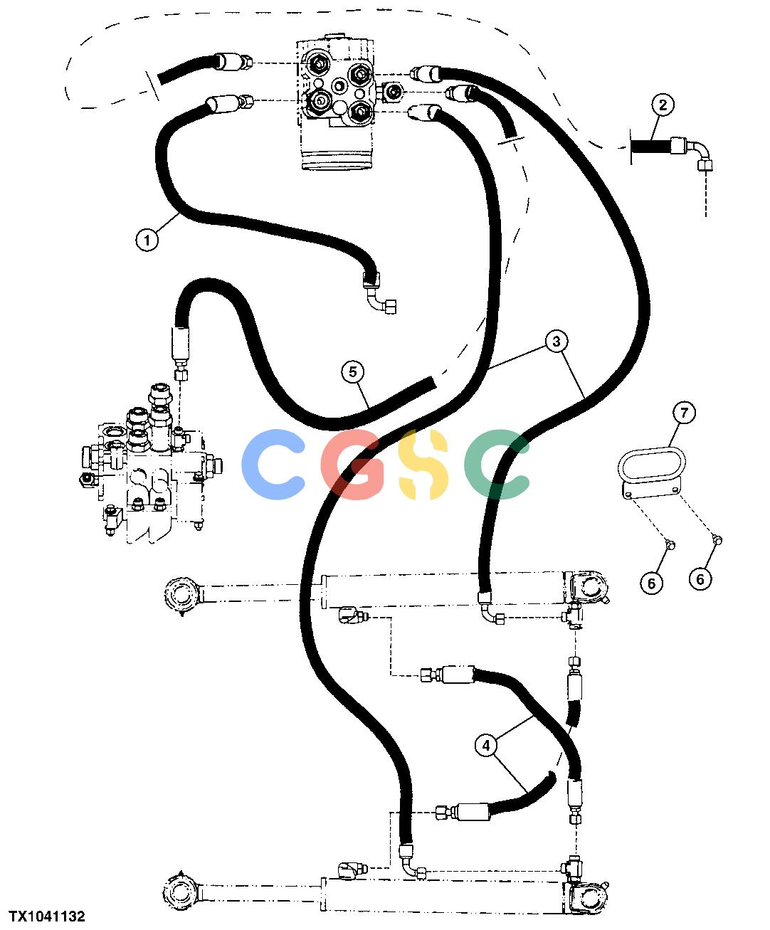 约翰迪尔零件查询RE160302 - AXLE STEERING CYLINDER HYDRAULIC HOSES (SN 619320-)EPC John Deere online