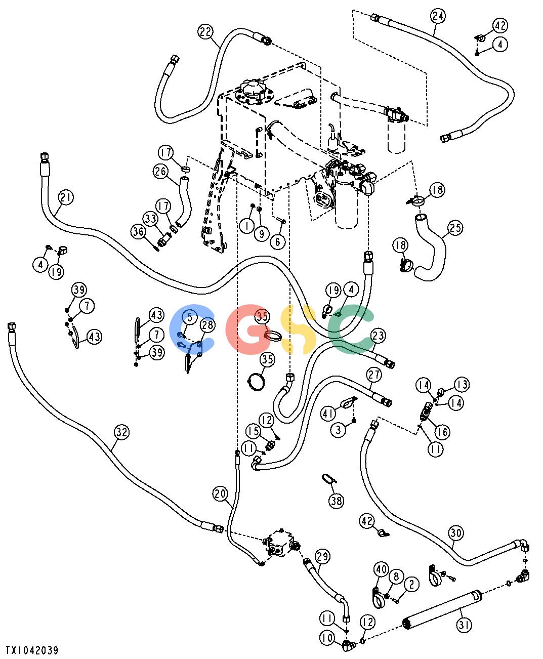 约翰迪尔零件查询1400 - AXLE MAIN HYDRAULIC LINES (848H) (SN 615175-)EPC John Deere online