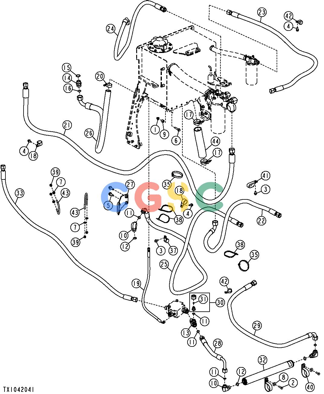 约翰迪尔零件查询1400 - AXLE MAIN HYDRAULIC LINES (748H) (SN 615175-)EPC John Deere online