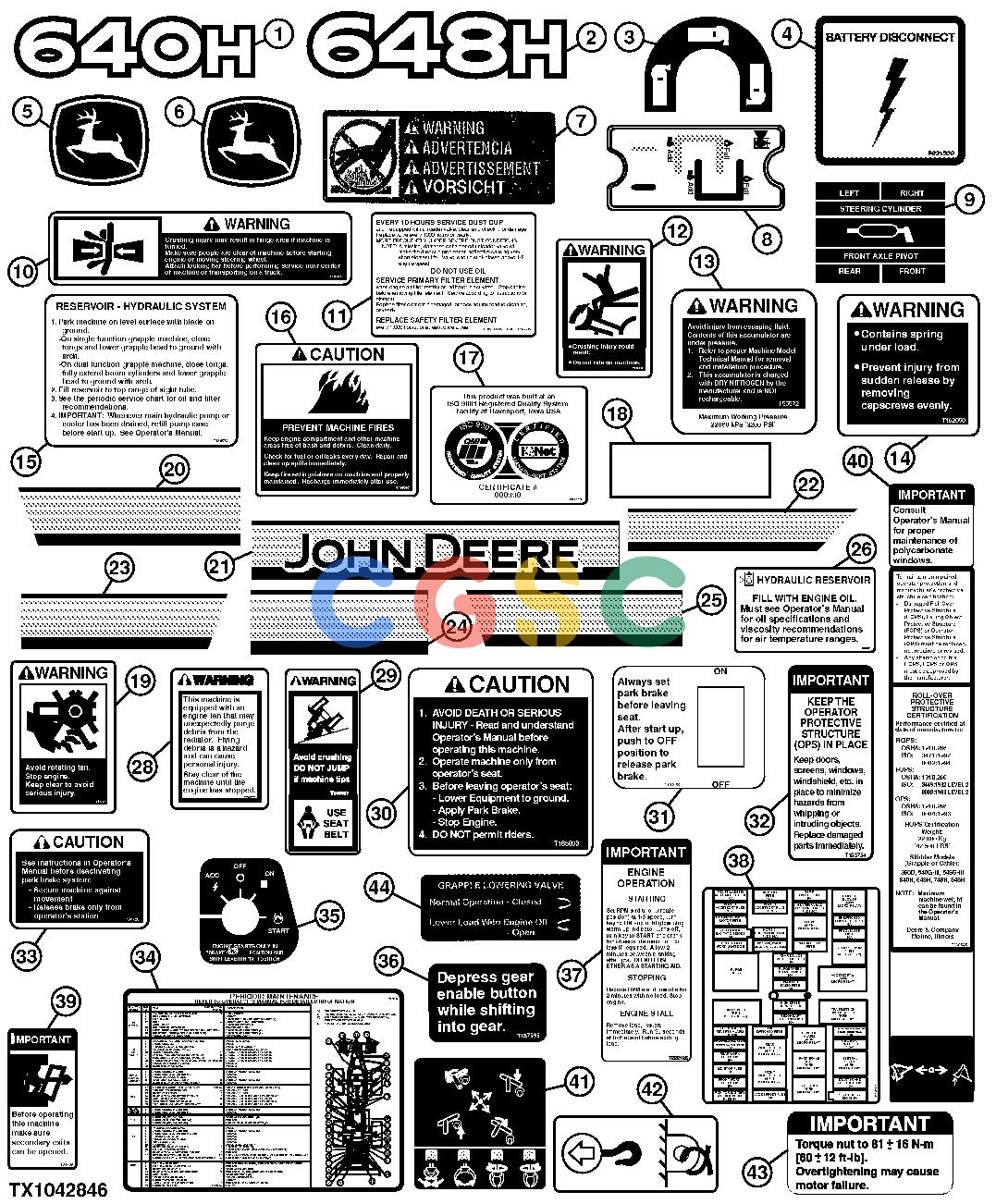 约翰迪尔零件查询1200 - AXLE TRADEMARKS AND LABELS (ENGLISH, JOHN DEERE)EPC John Deere online