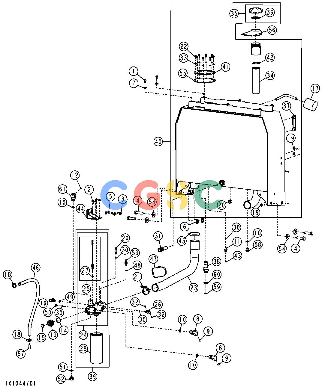 约翰迪尔零件查询624J - LOADER, FOUR-WHEEL DRIVE Hydraulic Oil ReservoirEPC John Deere online