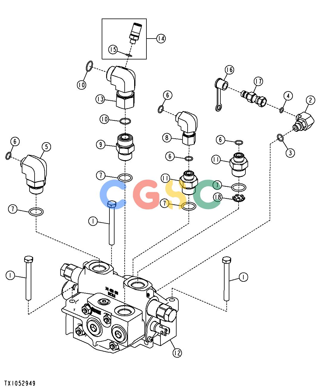 约翰迪尔零件查询1200 - AXLE BLADE CONTROL VALVE FITTINGSEPC John Deere online