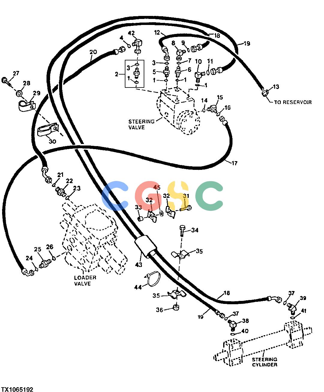 约翰迪尔零件查询410D - BACKHOE, LOADER STEERING VALVE AND STEERING CYLINDER HYDRAULICS (w/ MFWD) (801200 - )EPC John Deere online