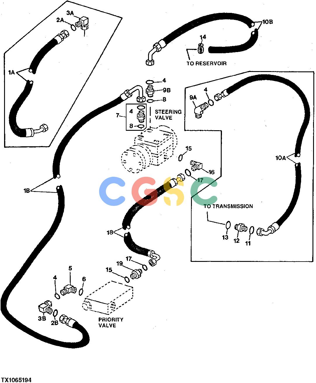 约翰迪尔零件查询410D - BACKHOE, LOADER STEERING, PRIORITY AND TRANSMISSION HYDRAULICS ( - 801199)EPC John Deere online
