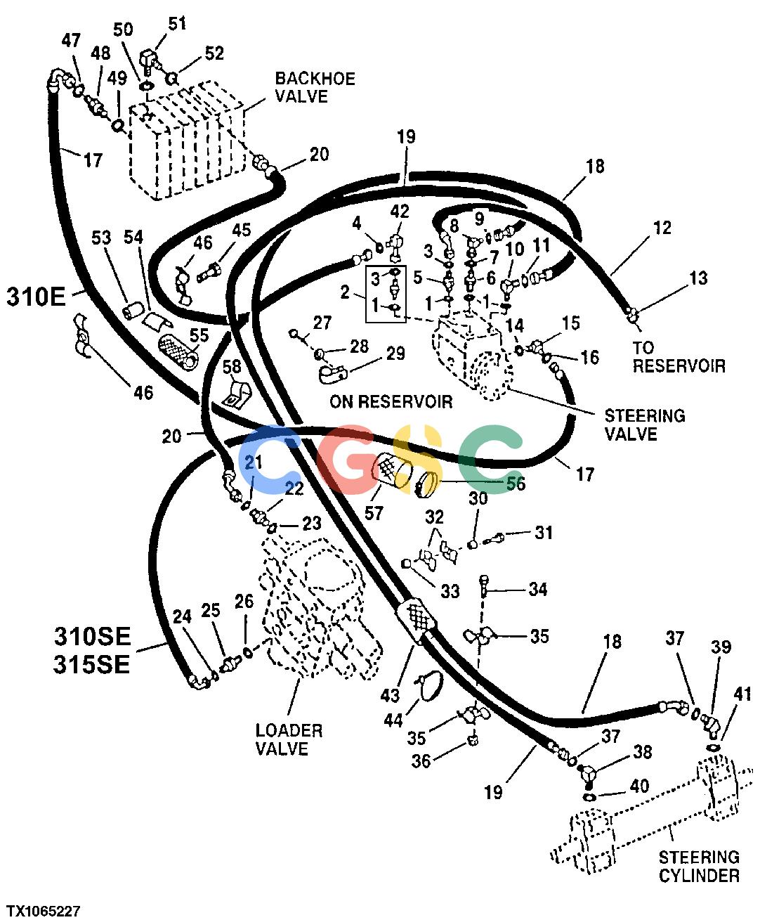 约翰迪尔零件查询310E - BACKHOE, LOADER Steering Hydraulics (w/ MFWD)EPC John Deere online