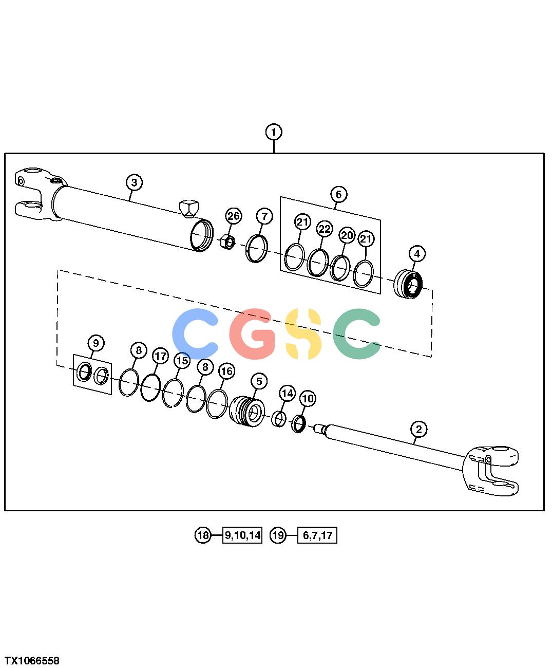 约翰迪尔零件查询1200 - AXLE STEERING CYLINDER (640H)EPC John Deere online
