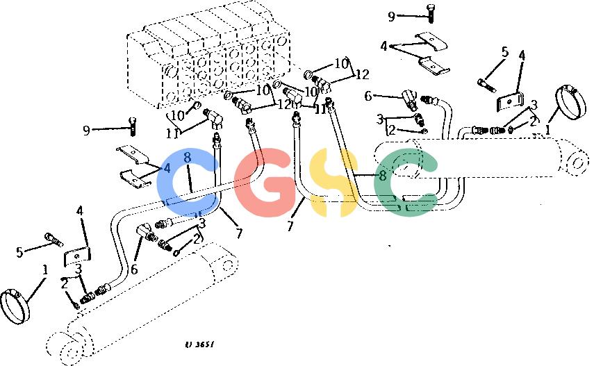 约翰迪尔零件查询93 - BACKHOE OIL LINES AND FITTINGS-STABILIZER CIRCUIT FOR 93 BACKHOE ( -001300) [F07]EPC John Deere online