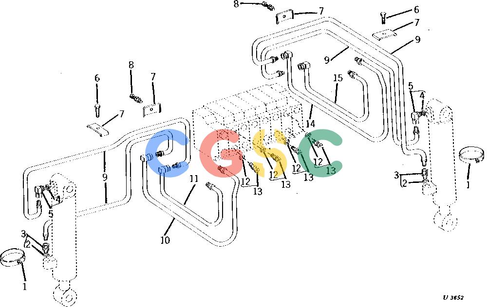 约翰迪尔零件查询93 - BACKHOE OIL LINES AND FITTINGS - STABILIZER CIRCUIT FOR 95 BACKHOE ( -002450) [F12]EPC John Deere online