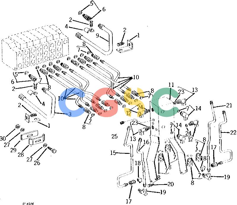约翰迪尔零件查询93 - BACKHOE OIL LINES AND FITTINGS - CONTROL VALVE TO MANIFOLD BLOCK 93 ( -005700) AND 95 ( -002450) [EPC John Deere online