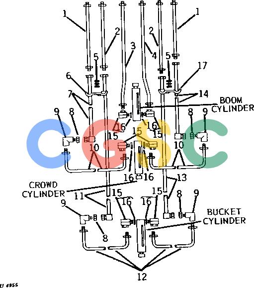 约翰迪尔零件查询9400 - BACKHOE OIL LINES AND FITTINGS (BOOM, CROWD AND BUCKET CIRCUITS) [B24]EPC John Deere online