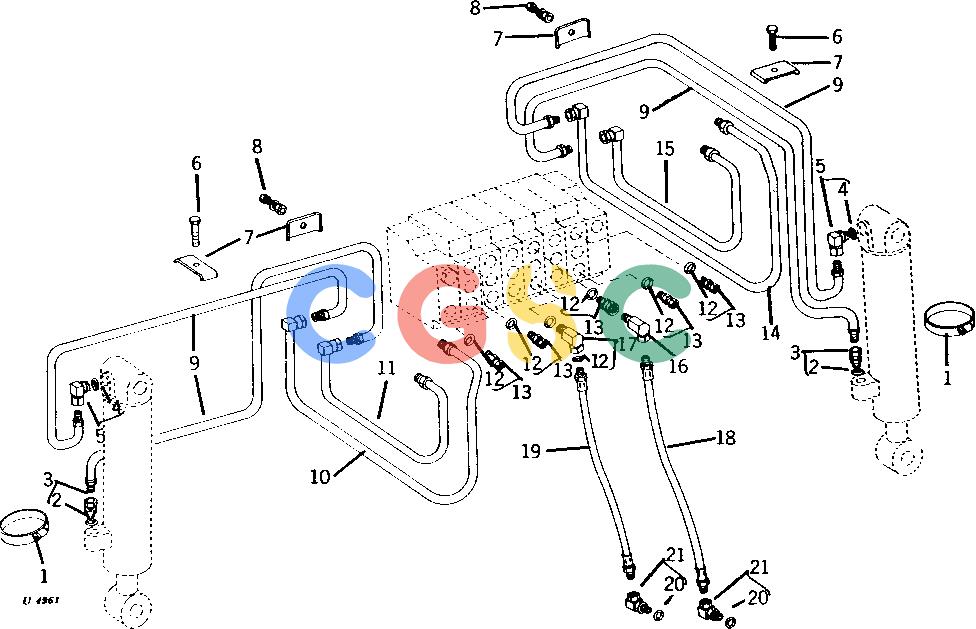 约翰迪尔零件查询93 - BACKHOE OIL LINES AND FITTINGS-STABILIZER AND SWING CIRCUIT 95 SERIES A BACKHOE [F13]EPC John Deere online