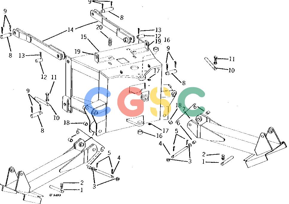 约翰迪尔零件查询93 - BACKHOE MAIN FRAME AND STABILIZERS FOR 94 BACKHOE [A14]EPC John Deere online