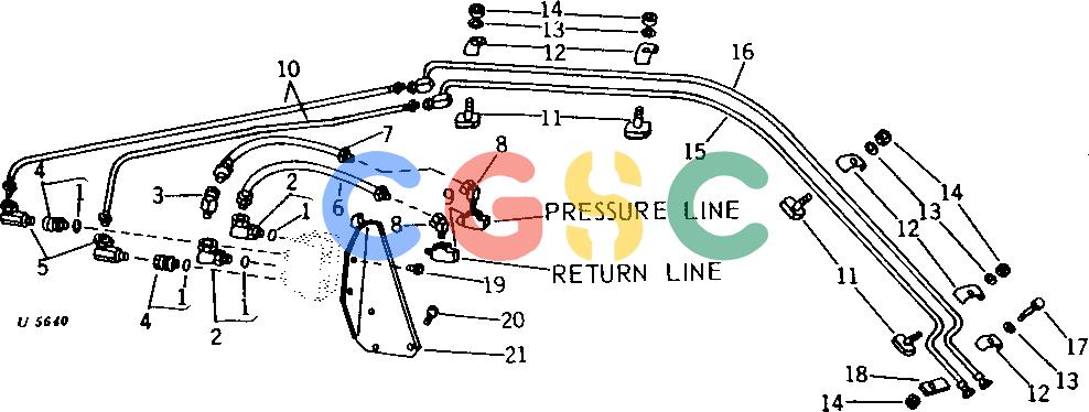 约翰迪尔零件查询401C - BACKHOE, LOADER OIL LINES AND FITTINGS-CONTROL VALVE TO DROTT 4-IN-1 BUCKET [02D13]EPC John Deere online