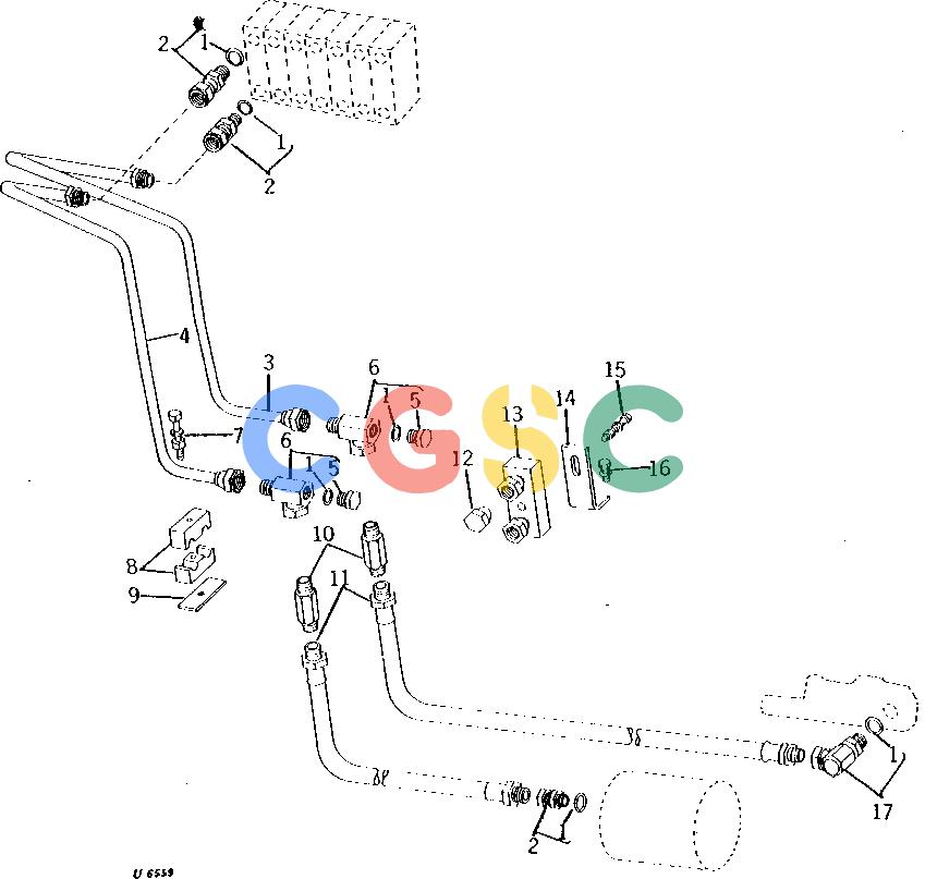 约翰迪尔零件查询9400 - BACKHOE OIL LINES AND FITTINGS (PRESSURE AND RETURN CIRCUITS) [B22]EPC John Deere online