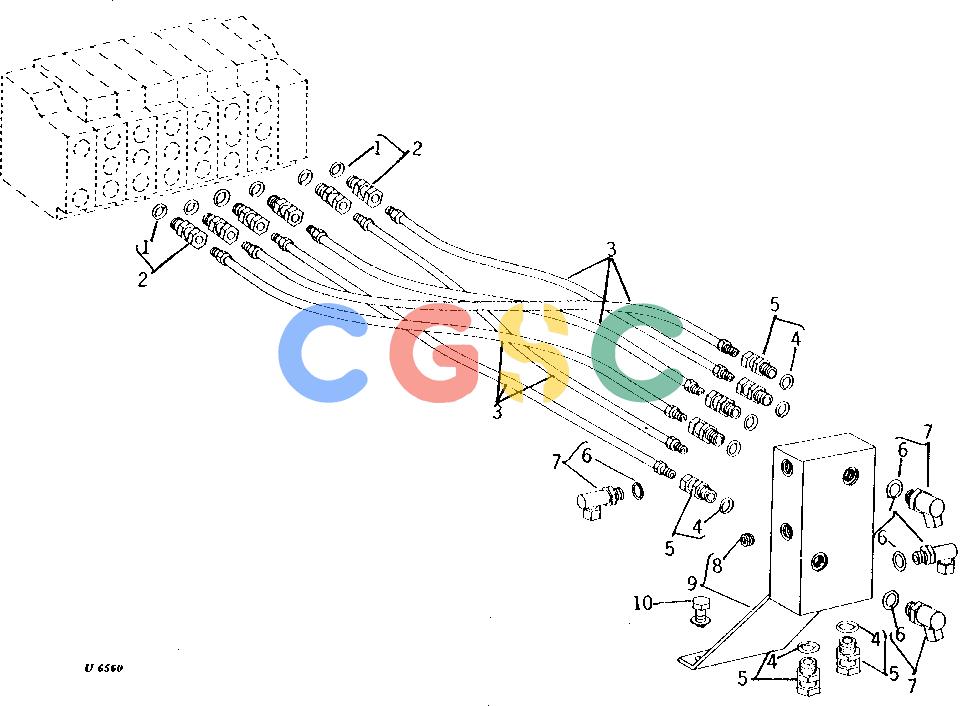 约翰迪尔零件查询9300 - BACKHOE OIL LINES AND FITTINGS-CONTROL VALVE TO MANIFOLD BLOCK [D03]EPC John Deere online