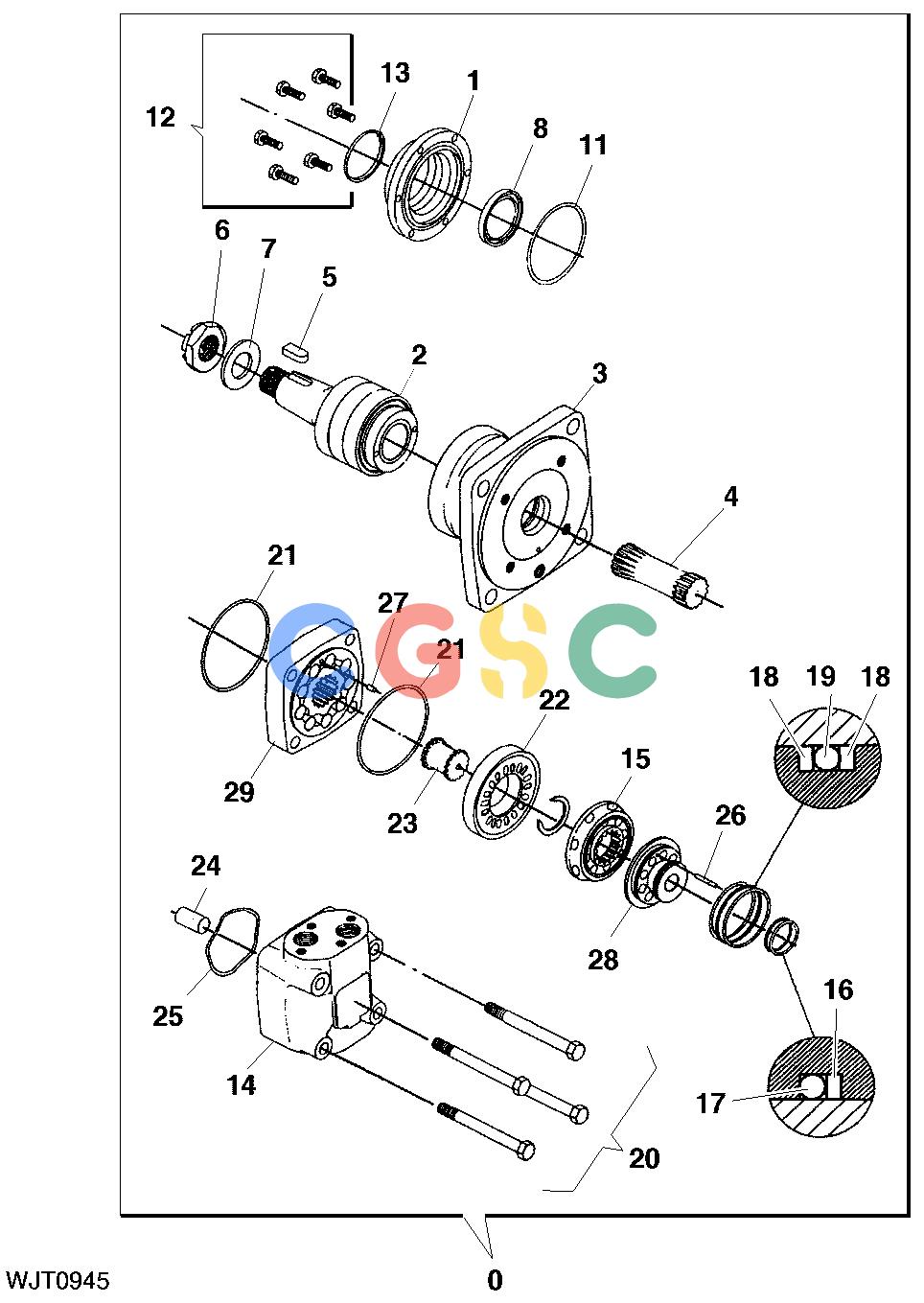 约翰迪尔零件查询HTH470HD - ATTACHMENTS HYDRAULIC MOTOR, FEED ROLLERS DANFOSS OMTW 315, 400, 500 [E13]EPC John Deere online
