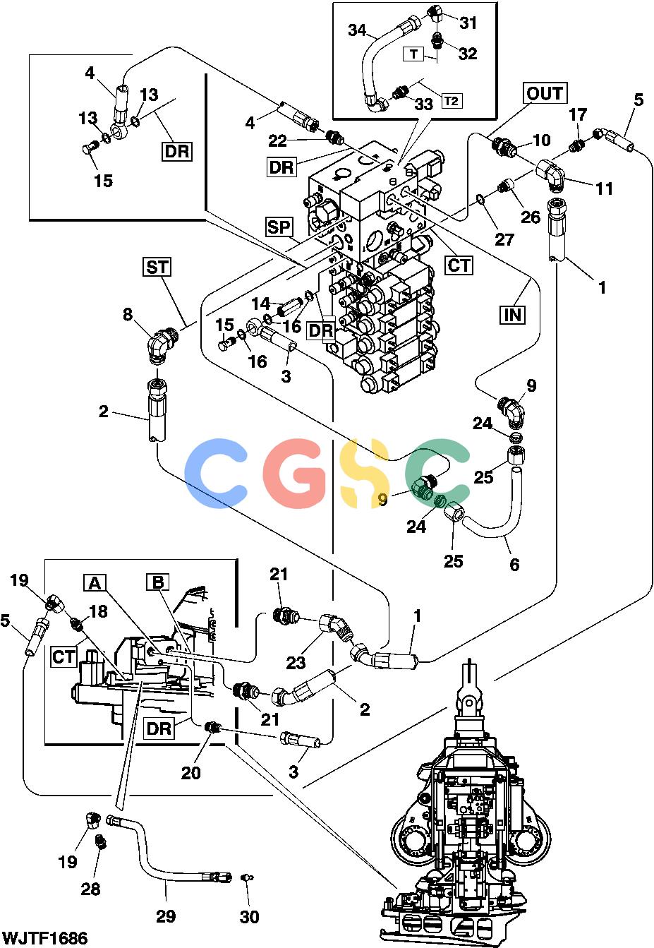 约翰迪尔零件查询HTH250 - ATTACHMENTS HYDRAULIC HOSES AND FITTINGS FOR SAW MOTOR [E05]EPC John Deere online