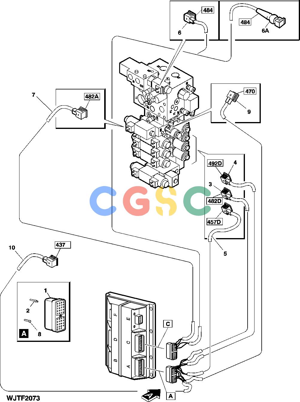 约翰迪尔零件查询HTH250 - ATTACHMENTS WIRING HARNESS FOR CONNECTORS A AND C [F01]EPC John Deere online
