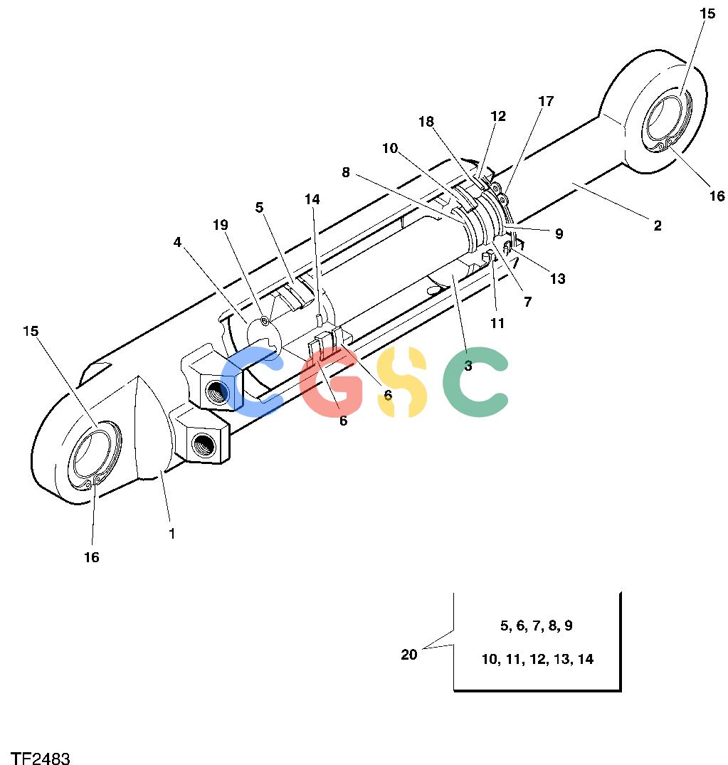 约翰迪尔零件查询HTH250 - ATTACHMENTS HYDRAULIC CYLINDER, FEED WHEELS [F23]EPC John Deere online