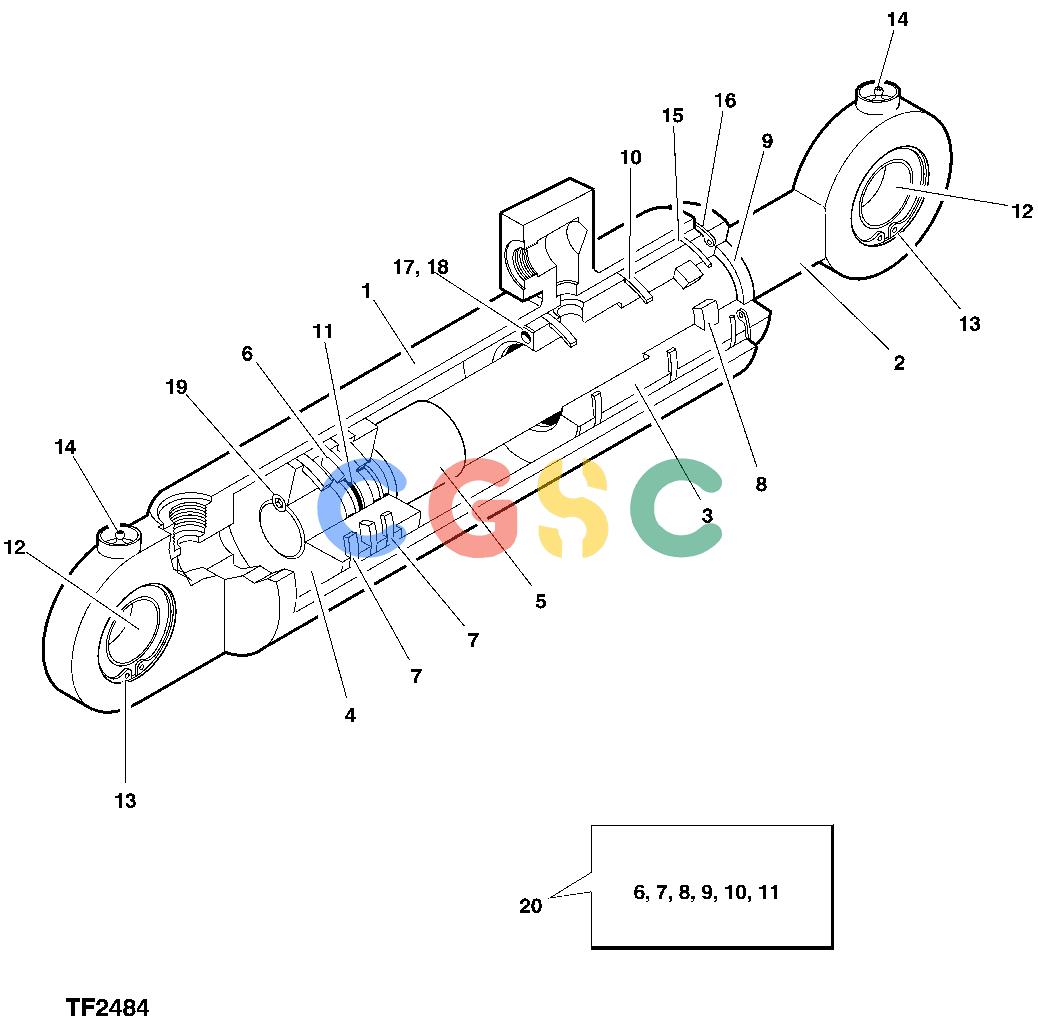 约翰迪尔零件查询HTH250 - ATTACHMENTS HYDRAULIC CYLINDER, TILT [F21]EPC John Deere online