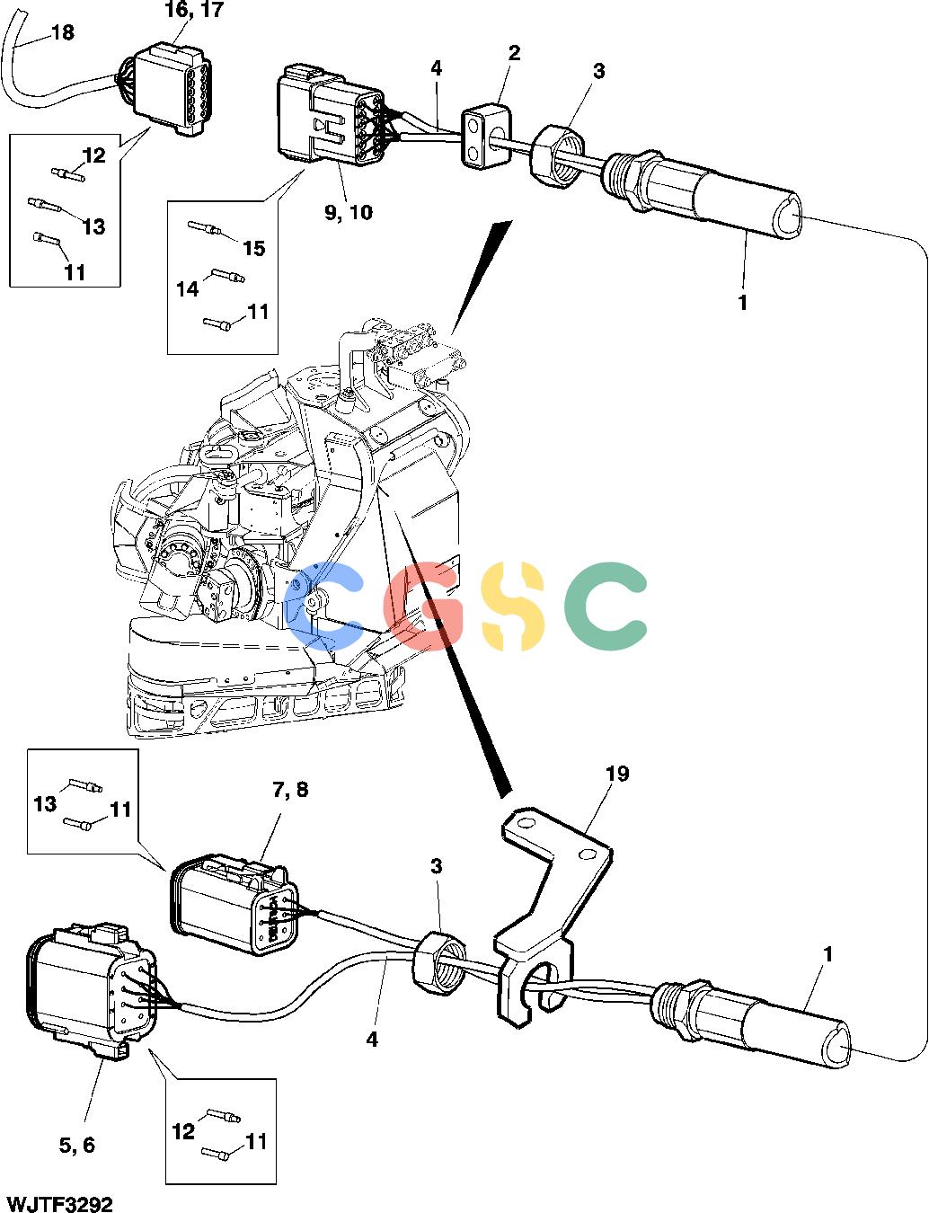 约翰迪尔零件查询HTH470HD - ATTACHMENTS WIRING HARNESS FOR ELECTRICAL BOX BETWEEN HHM SERIAL NO. 849-XXX [G15]EPC John Deere online