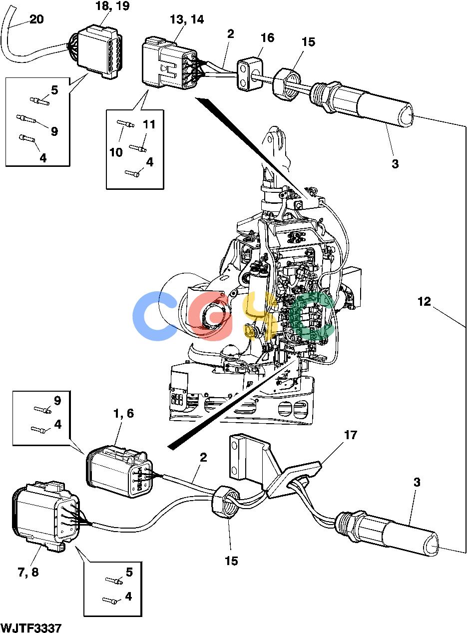 约翰迪尔零件查询HTH250 - ATTACHMENTS WIRNING HARNESS FOR ELECTRICAL BOX BETWEEN HHM FROM SERIAL NO EJH752X000159-XXXX [F03]EPC John Deere online