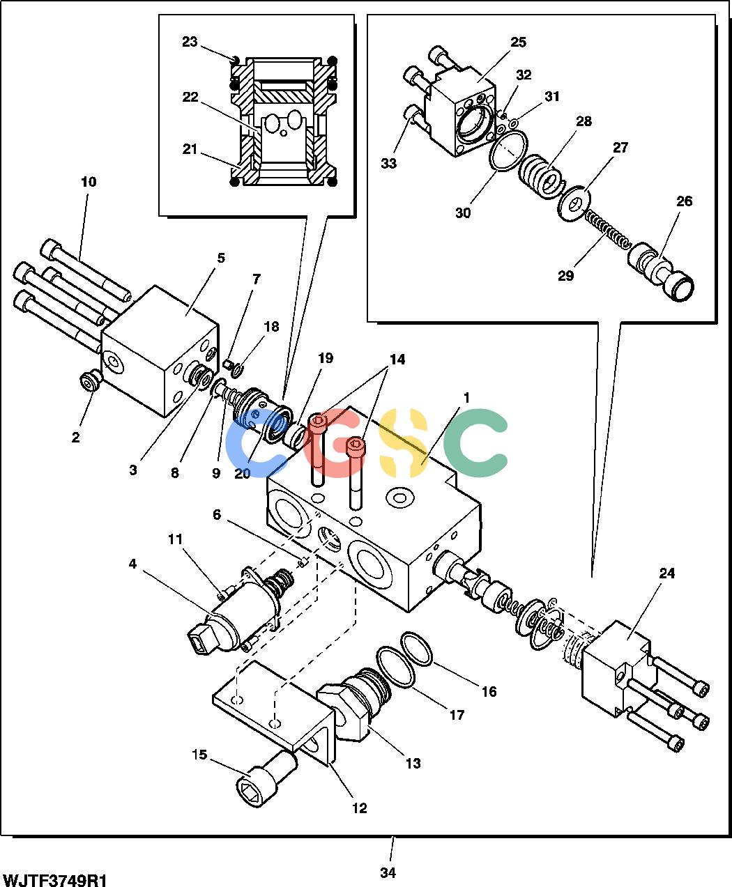 约翰迪尔零件查询HTH250 - ATTACHMENTS FLOW CONTROL VALVES FOR SAW BLOCK FROM SERIL NO. 204- [D15]EPC John Deere online