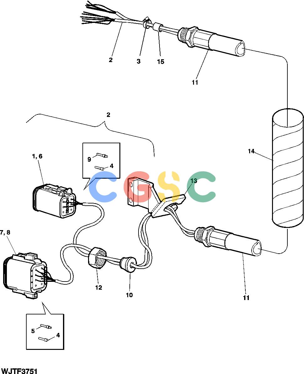 约翰迪尔零件查询HTH250 - ATTACHMENTS WIRING HARNESS FOR ELECTRICAL BOX BETWEEN HHM FROM SERIAL NO EJH752X000XXX- [F05]EPC John Deere online