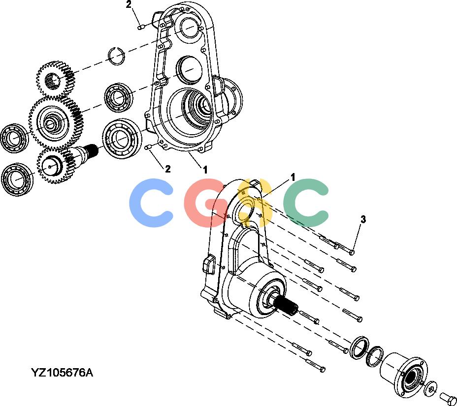 约翰迪尔零件查询1400 - AXLE YZ105675 Power Take Off Transmission Case With Winch (TC)EPC John Deere online