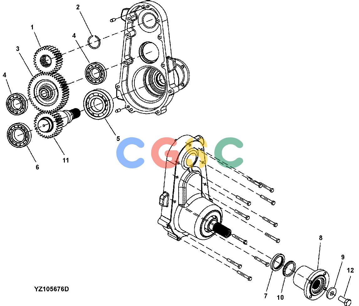 约翰迪尔零件查询1400 - AXLE YZ105675 Power Take Off Drive (TC)EPC John Deere online